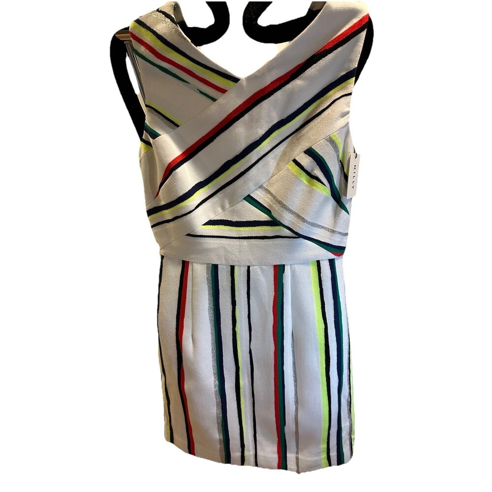 Milly NY St Tropez Allison Dress Sz 6 NWT$395 White Striped, Cocktail, Event